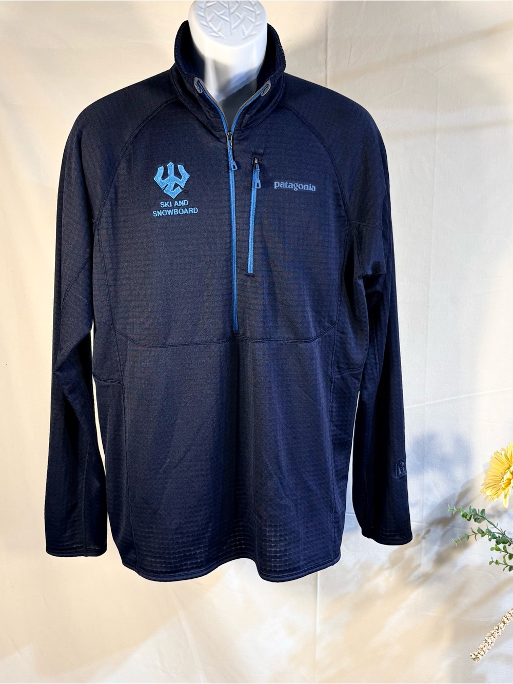 💥Patagonia R1 Men’s Grid Fleece 1/4 Zip Pullover Ski Snowboard Embroidered L 🧡